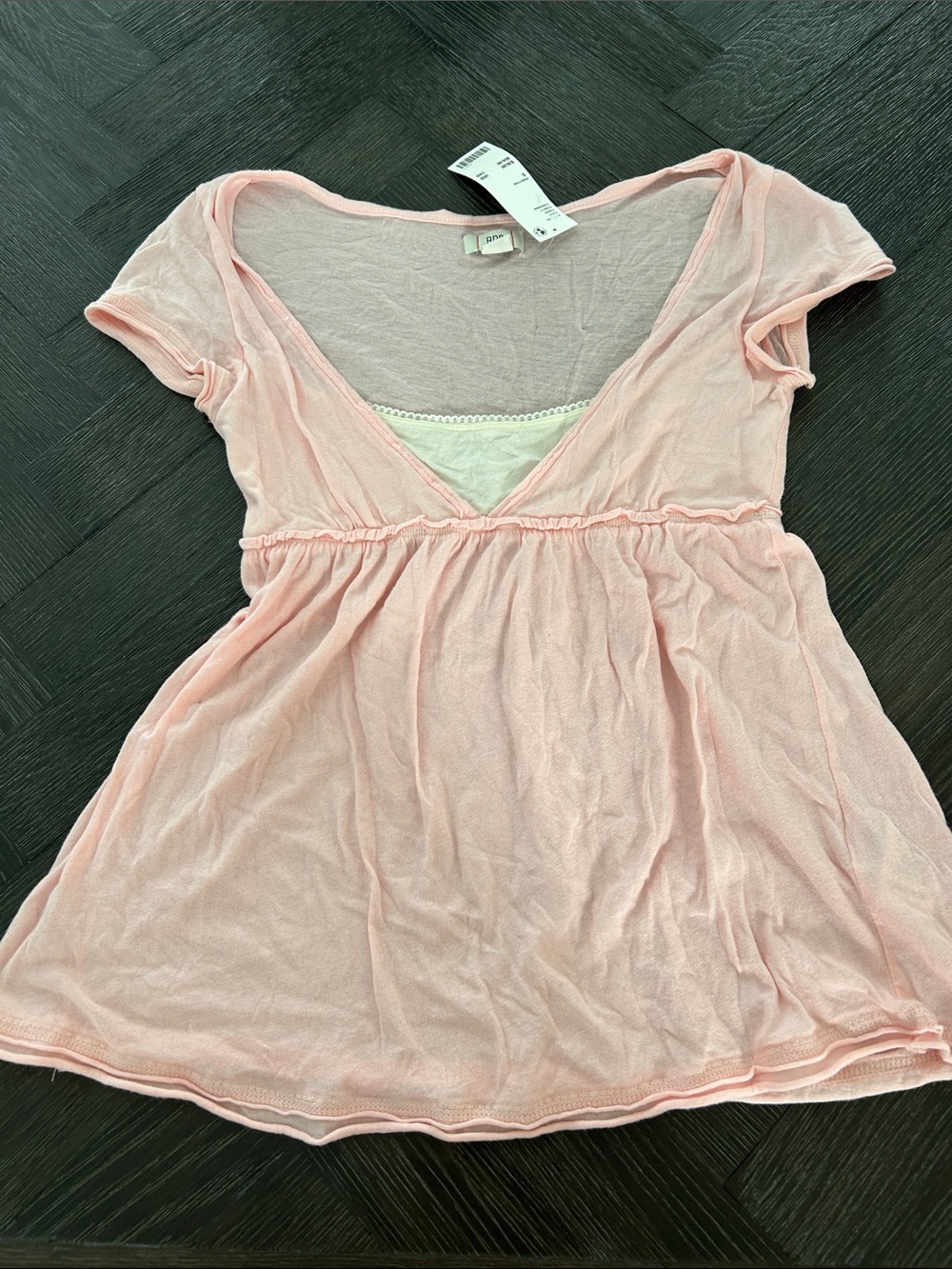 BDG Urban Outfitters Pale Pink Sheer Empire-Waist Chemise Top